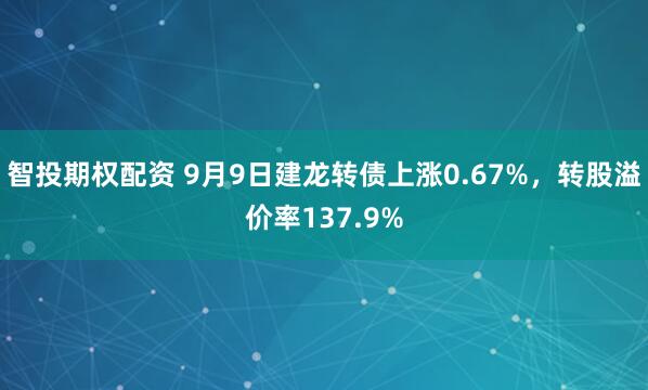 智投期权配资 9月9日建龙转债上涨0.67%，转股溢价率137.9%